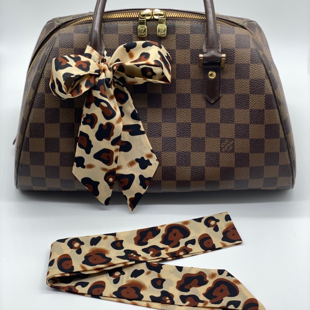 2 Brown Animal Print Twilly Wraps Scarfs Set